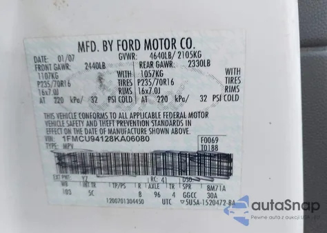 2008 Ford Escape Limited from USA, damaged, VIN 1FMCU04188KD91916
